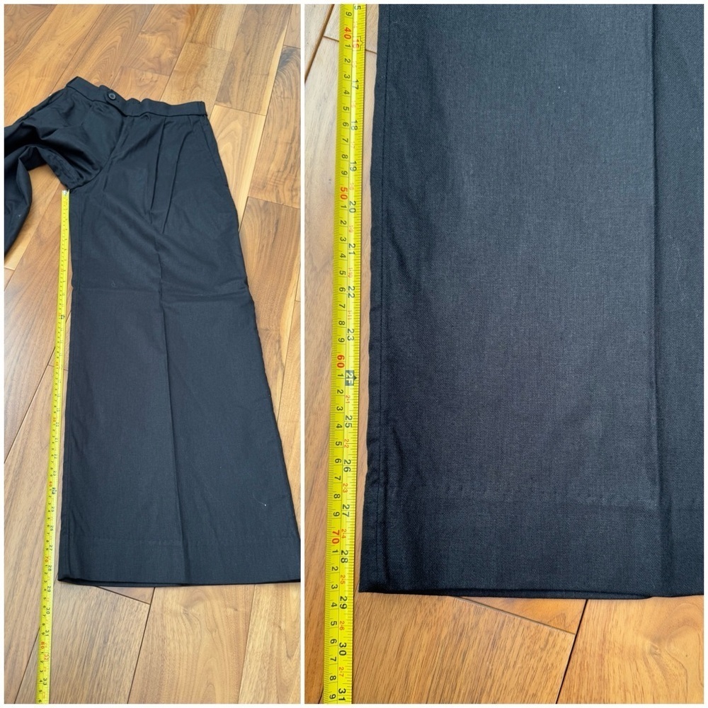 Banana Republic Linen-Blend Wide-Leg Pant Pleated - Black size 2 - Picture 14 of 16